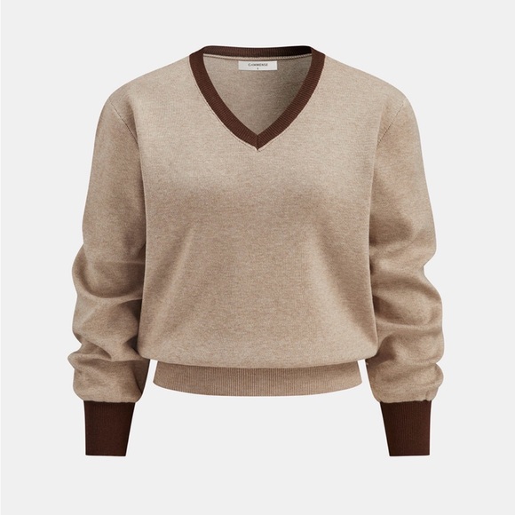 Commense Knit Tan and Brown Women's Skirt and sweater set - Picture 3 of 7